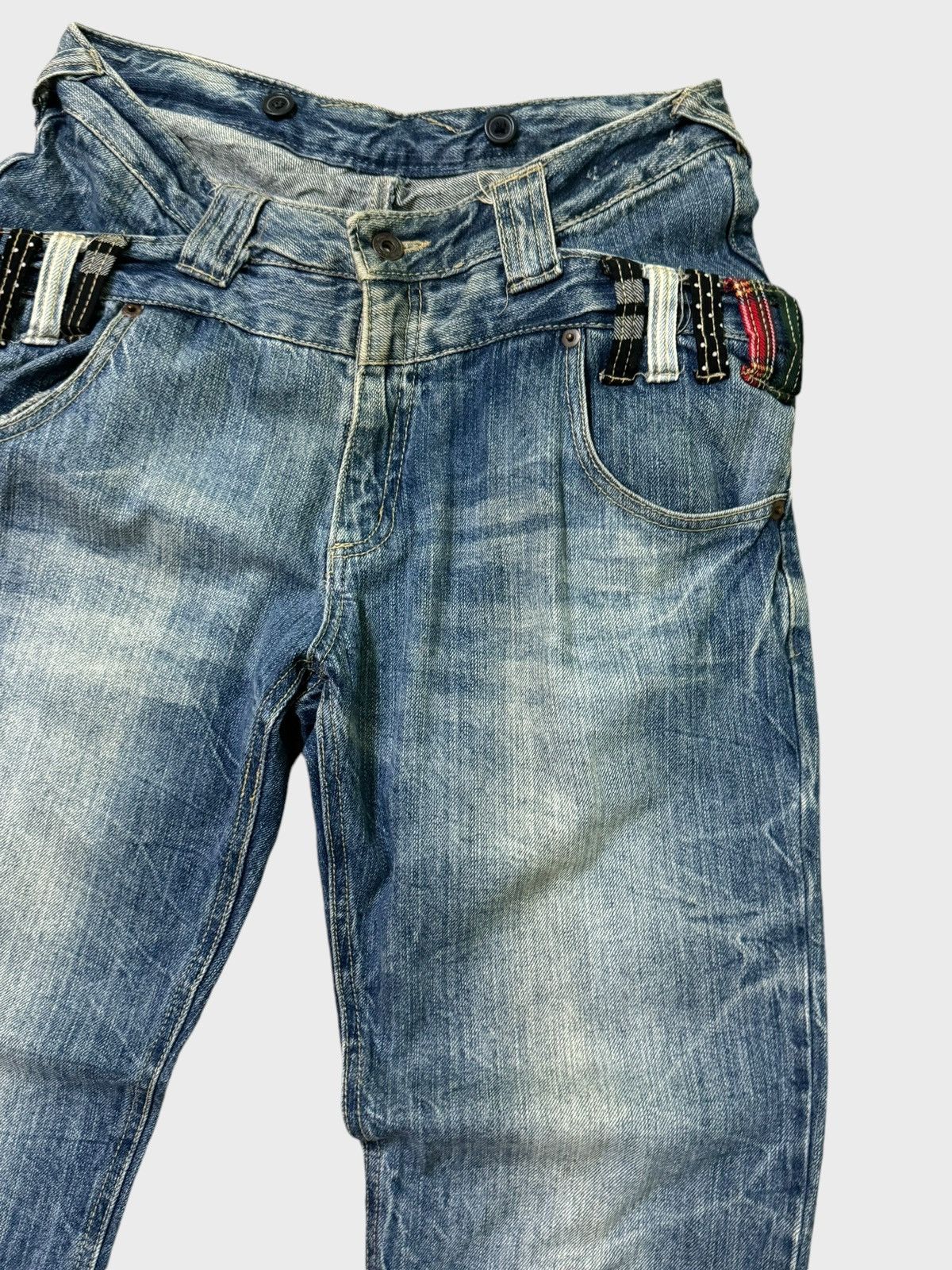 Hysteric Glamour DOUBLE WAIST SUPER RARE DISTRESSED DENIM PANTS Size US 32 / EU 48 - 5 Thumbnail