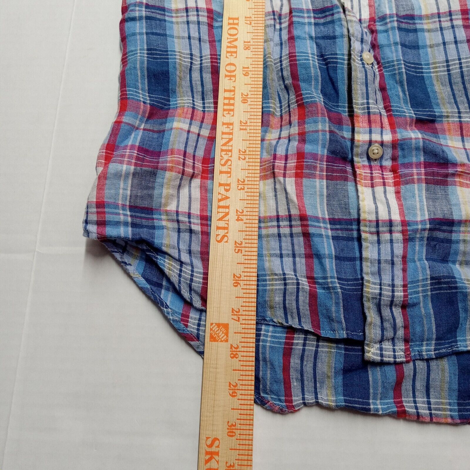 Polo Ralph Lauren Shirt Men's S Custom Fit Linen Multi Plaid