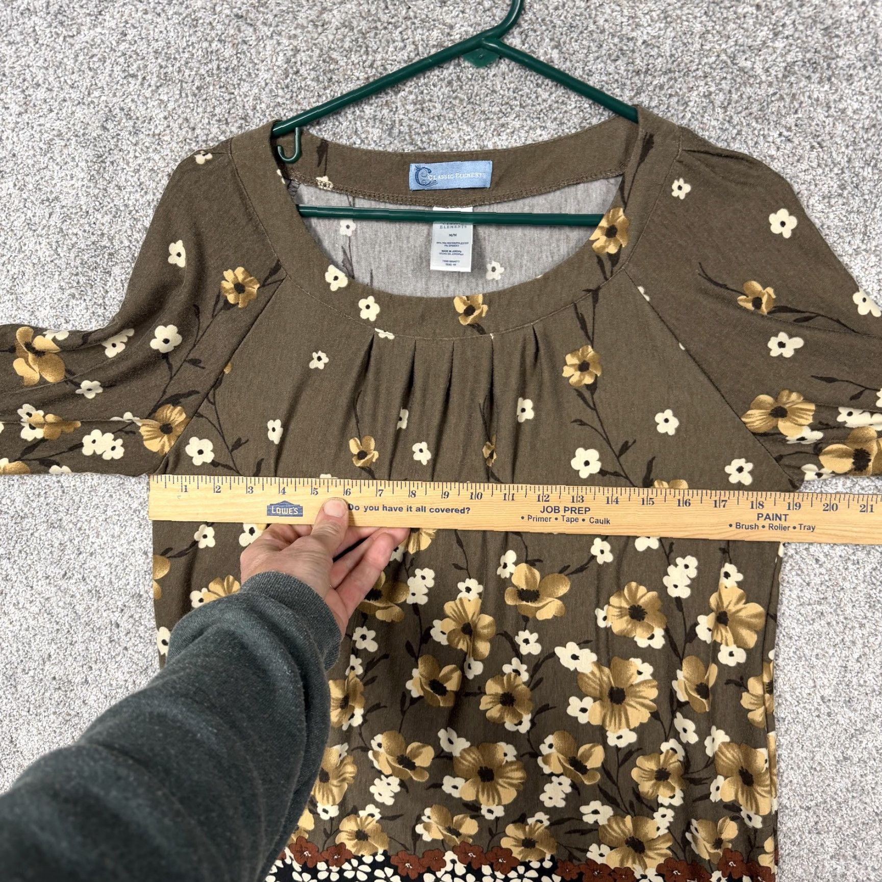 Vintage Classic Elements Womens Tunic Blouse M Brown Floral Pleated Boho Bohemian Fall Spring Casual Knit Shirt Tee Top Size M / US 6-8 / IT 42-44 - 4 Thumbnail