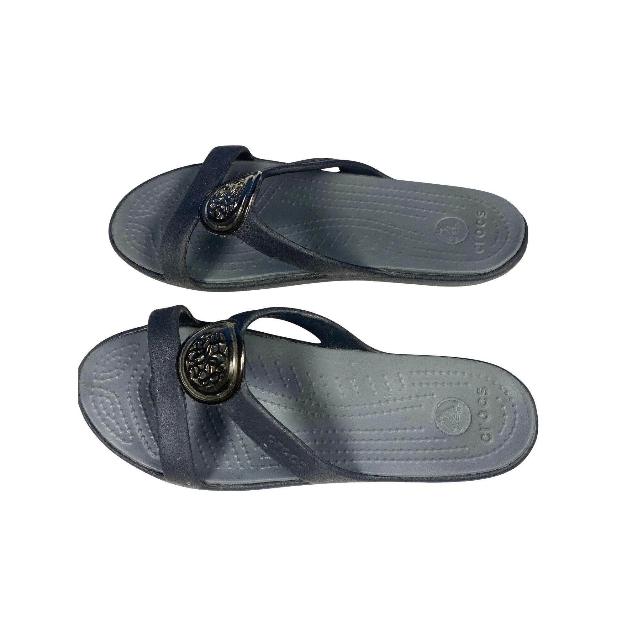 Crocs Crocs Sanrah Women's 10 Black Slides Sandals Flats Slip On S Size US 10 / IT 40 - 2 Thumbnail
