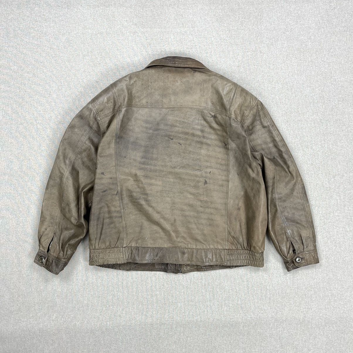 Leather × Vintage VINTAGE GENUINE LEATHER BROWN BOMBER JACKET BOXY DISTRESSED Size US XL / EU 56 / 4 - 6 Thumbnail