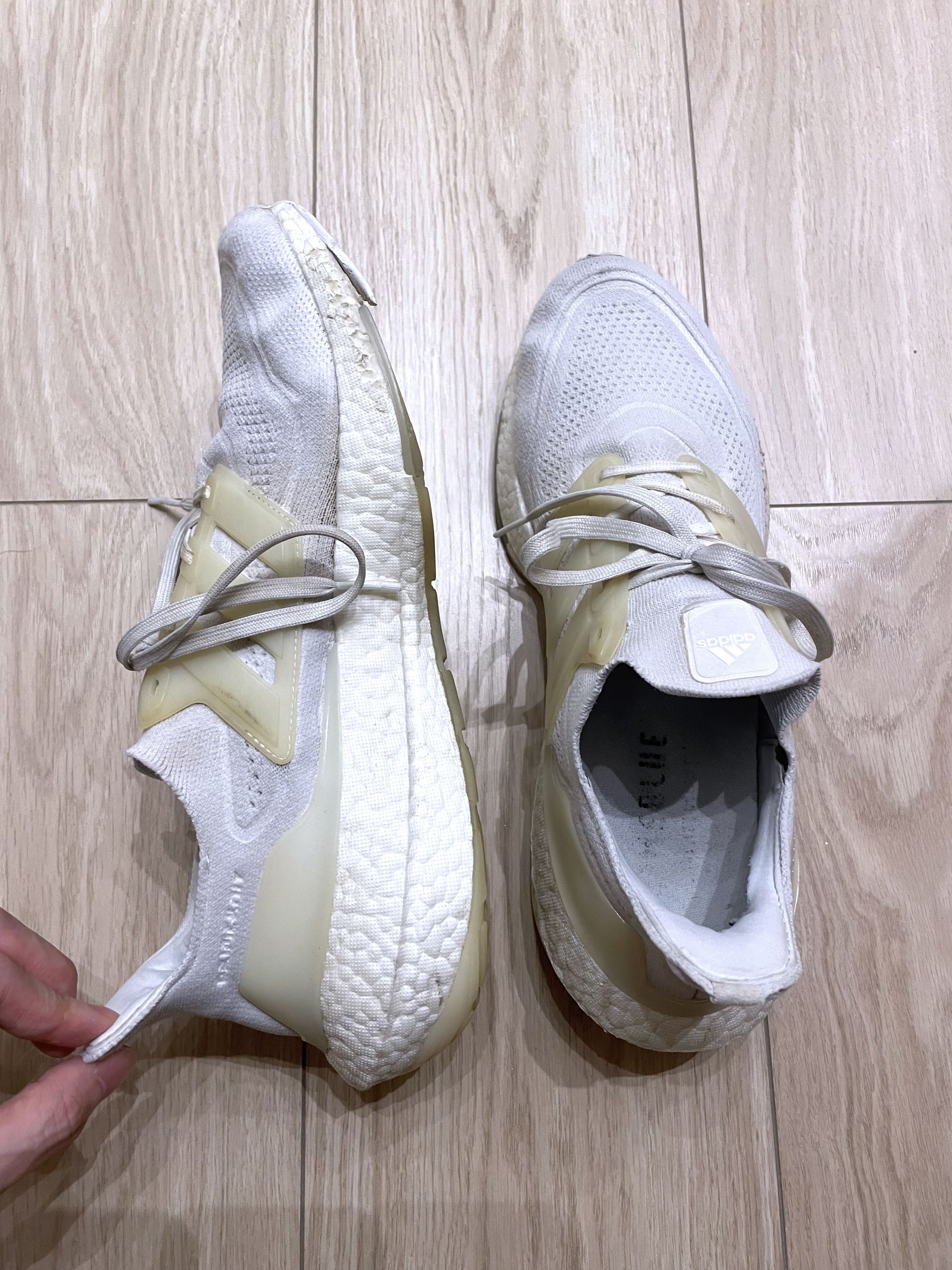 Adidas TRIPLE WHITE ULTRABOOST 21 RUNNING SNEAKERS Size US 11.5 / EU 44-45 - 3 Thumbnail
