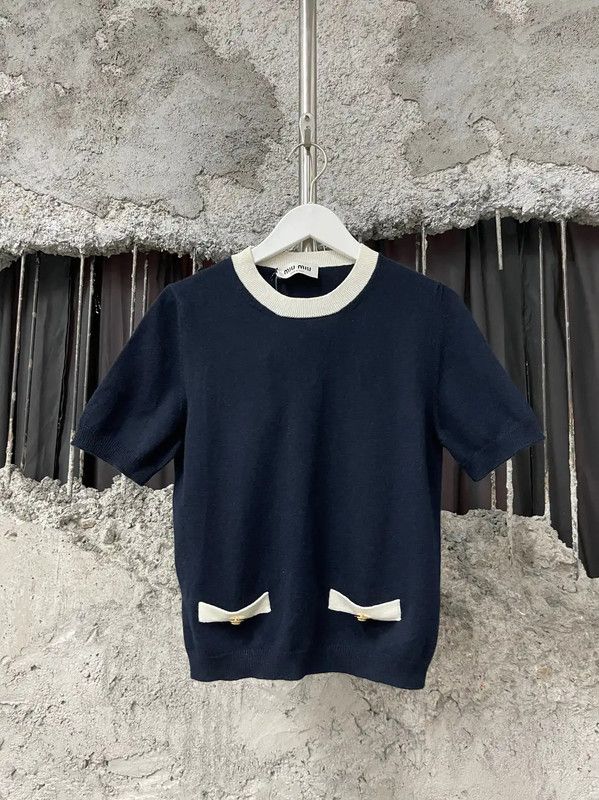 Miu Miu Summer Black Short Sleeve T-Shirt 0089