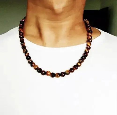 Japanese Brand Beaded Choker Nature Tiger Eye Stone Bead Necklace Size ONE SIZE - 1 Thumbnail
