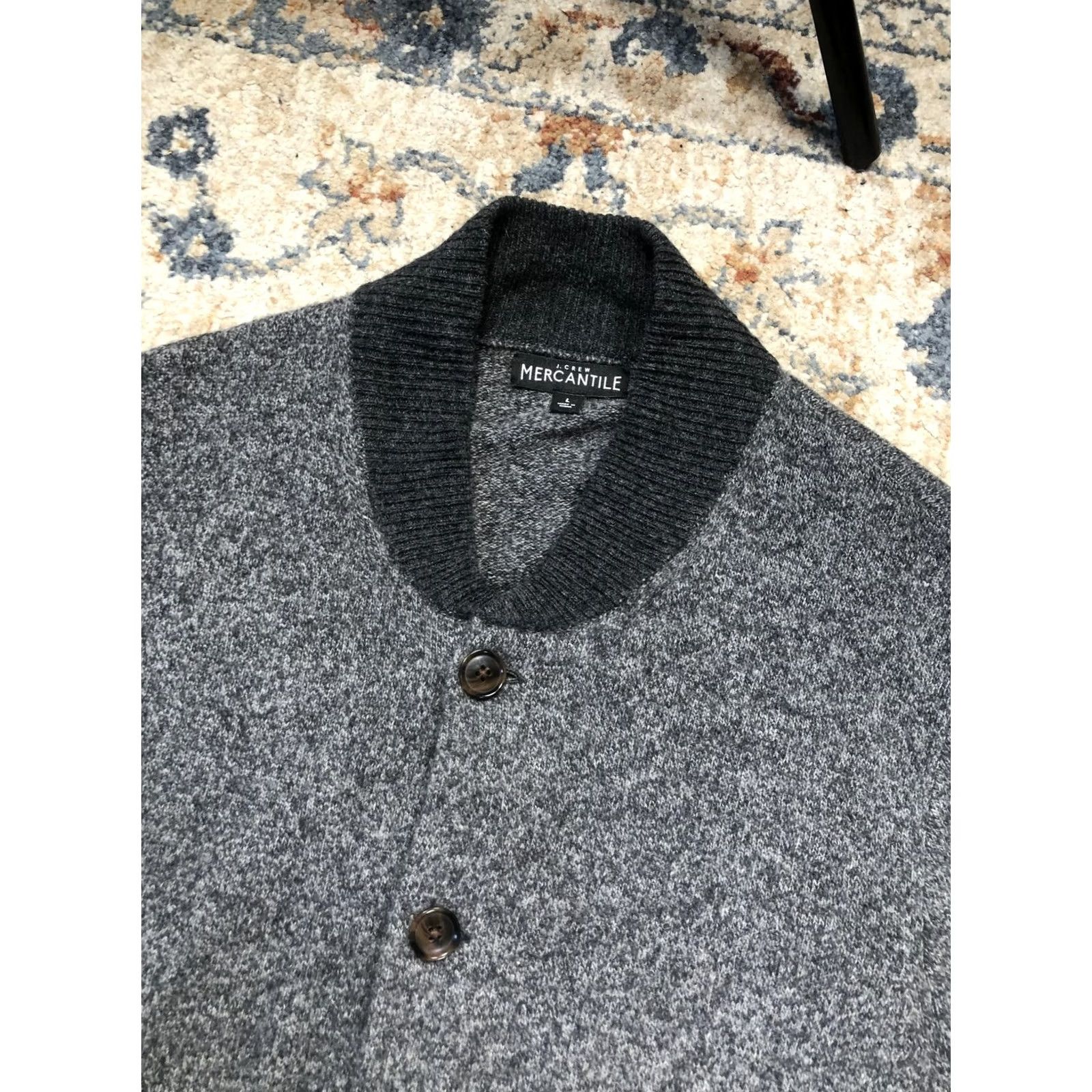 J.Crew J.Crew Mercantile Cardigan Sweater Mens Large Gray Lambswool Button Front Knit Size US L / EU 52-54 / 3 - 6 Thumbnail