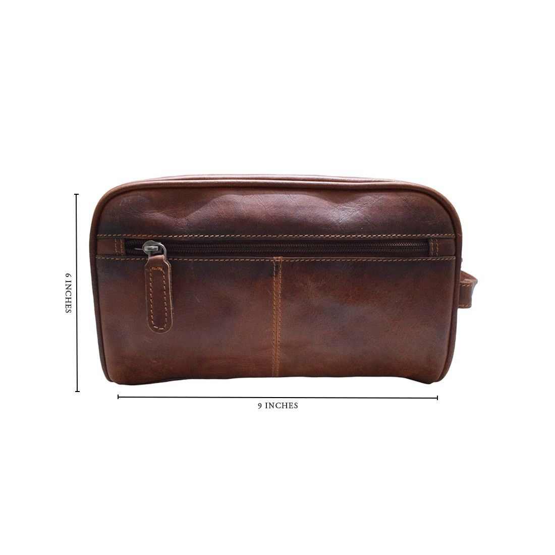 Handmade New Genuine Leather Toiletry Bag Dark Rustic Reddish Brown Size ONE SIZE - 6 Thumbnail
