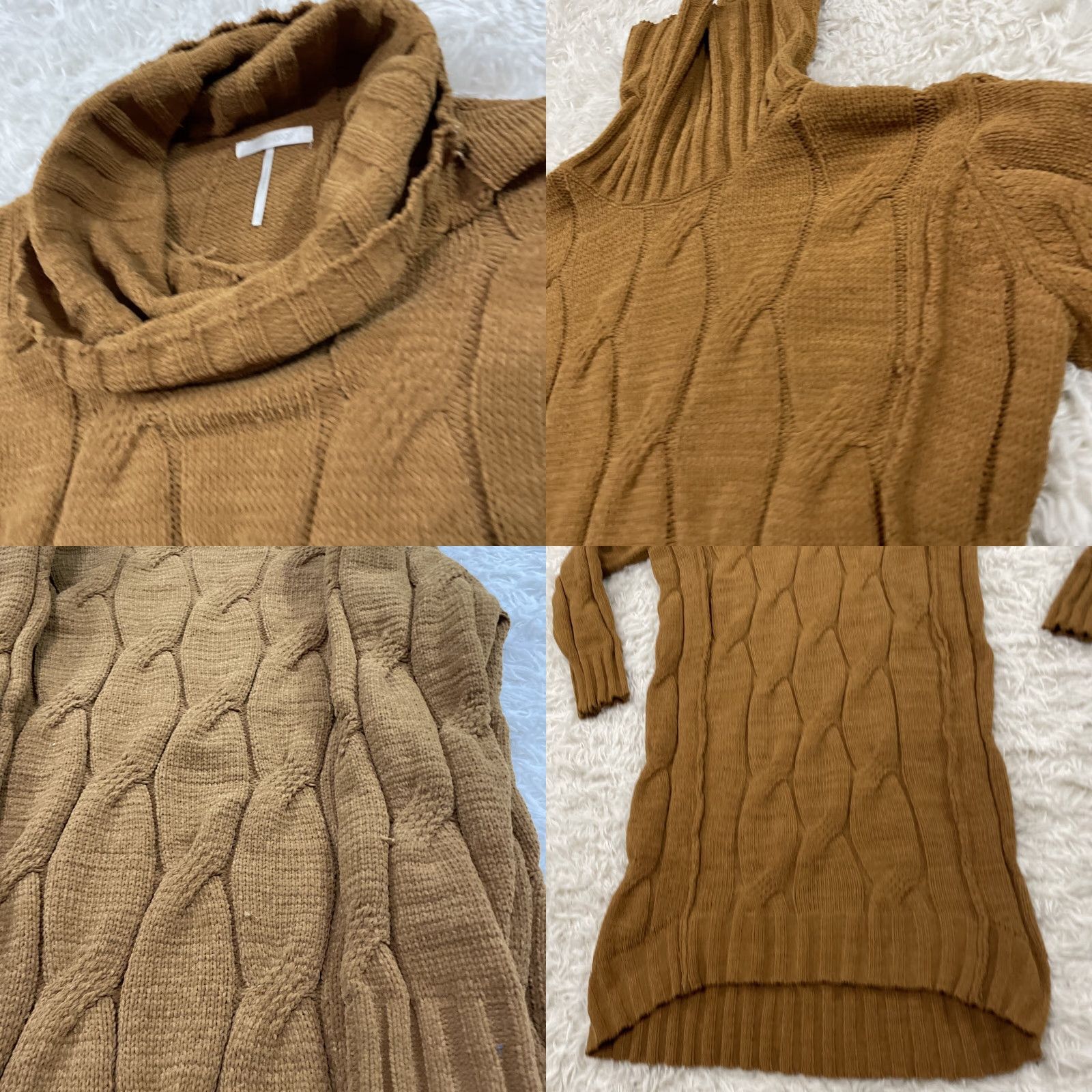 Vintage VINTAGE STITCHDROP Cable Knit Dress Women S Brown Turtleneck Chunky 90s Boho Minimalism Sweater Dress Size S / US 4 / IT 40 - 10 Thumbnail
