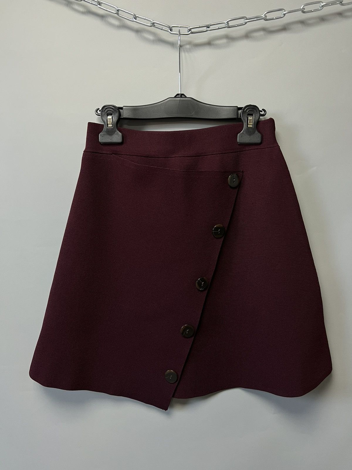 Sandro Sandro Asymmetric Decorative-Button Mini Skirt burgundy Size 28" / US 6 / IT 42 - 1 Thumbnail