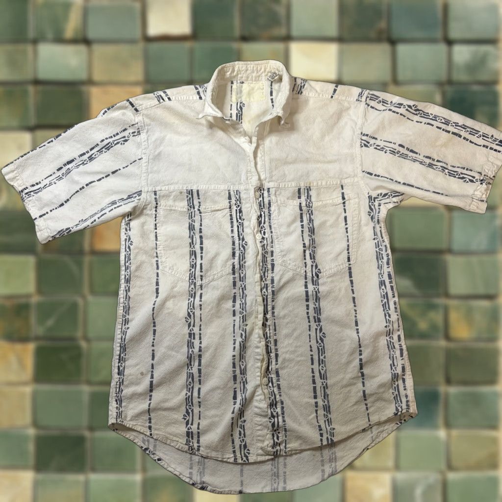 Vintage VINTAGE Men’s White 70s Button-Up Short Sleeve Shirt S Cotton Shirt Mens Far Size US S / EU 44-46 / 1 - 1 Thumbnail