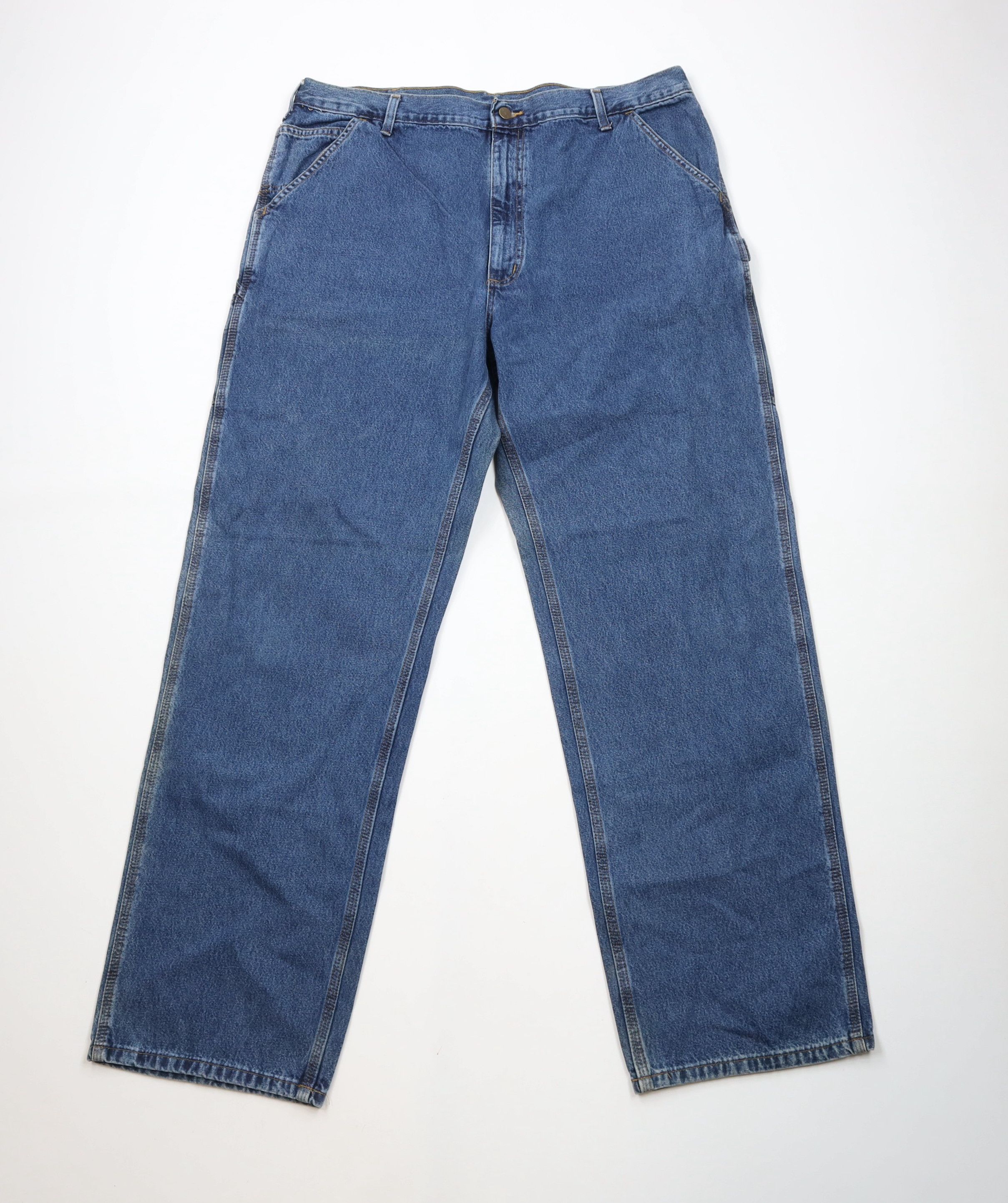 Carhartt × Vintage Vintage Carhartt Spell Wide Leg Dungaree Denim Jeans Blue Size US 40 / EU 56 - 1 Thumbnail