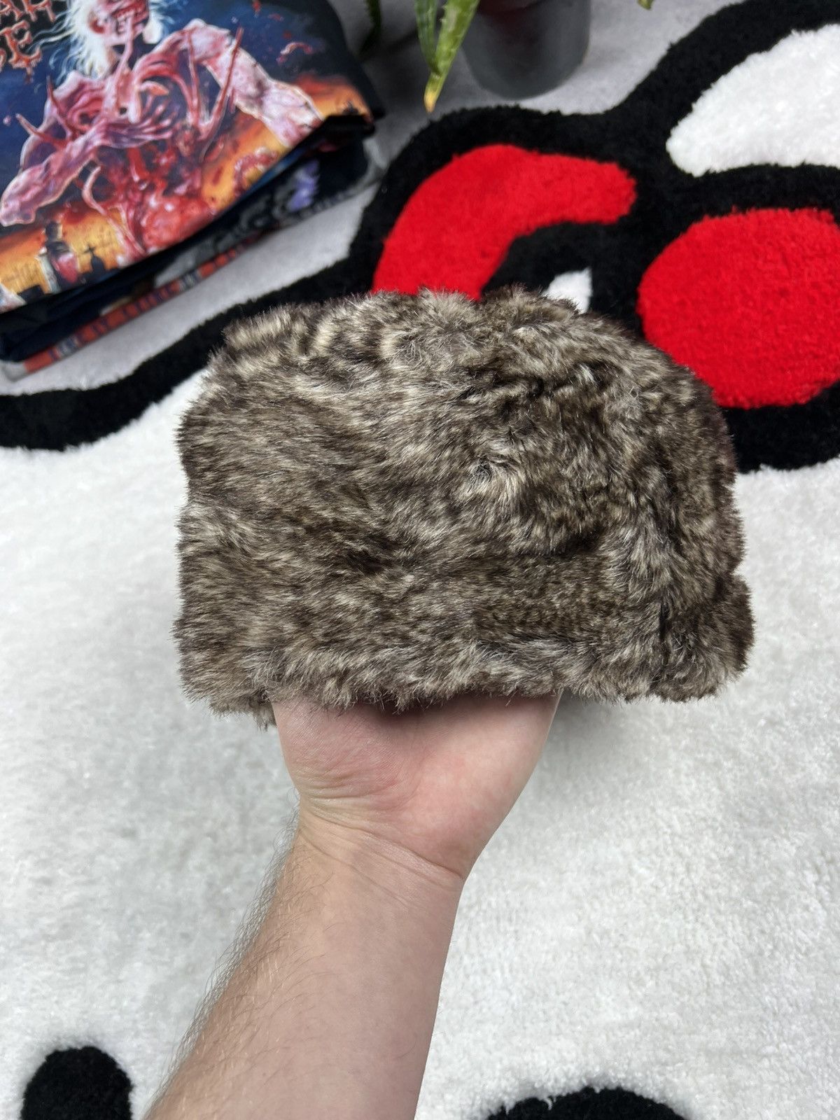 Japanese Brand Crazy Y2K Fuzzy Fur Mohair Grunge Women’s Winter Hat Size ONE SIZE - 2 Thumbnail