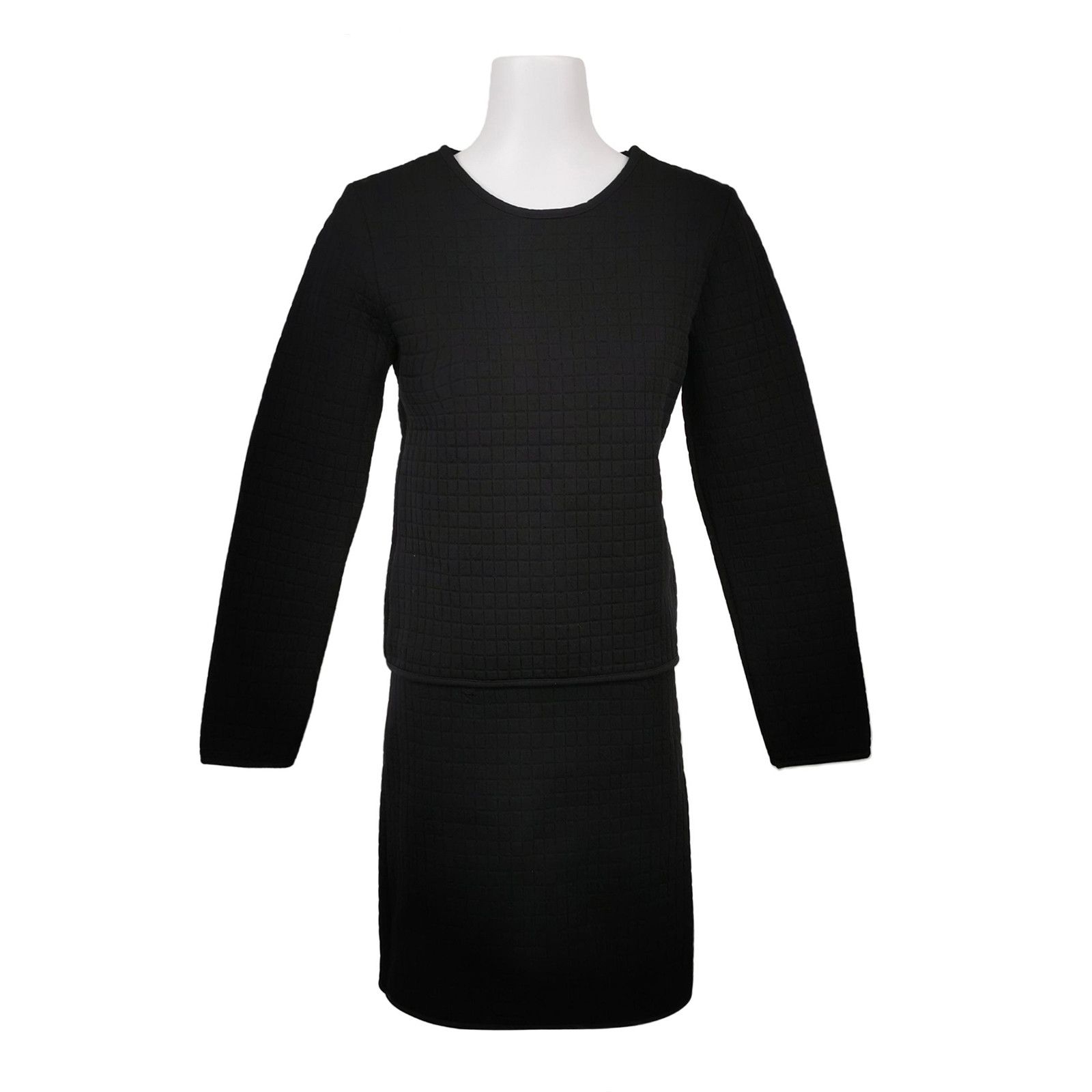 Balenciaga XS Black Quilted Top & Skirt Set