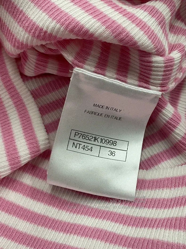 Chanel Chanel Pink striped knitted short sleeves Size XS / US 0-2 / IT 36-38 - 5 Thumbnail