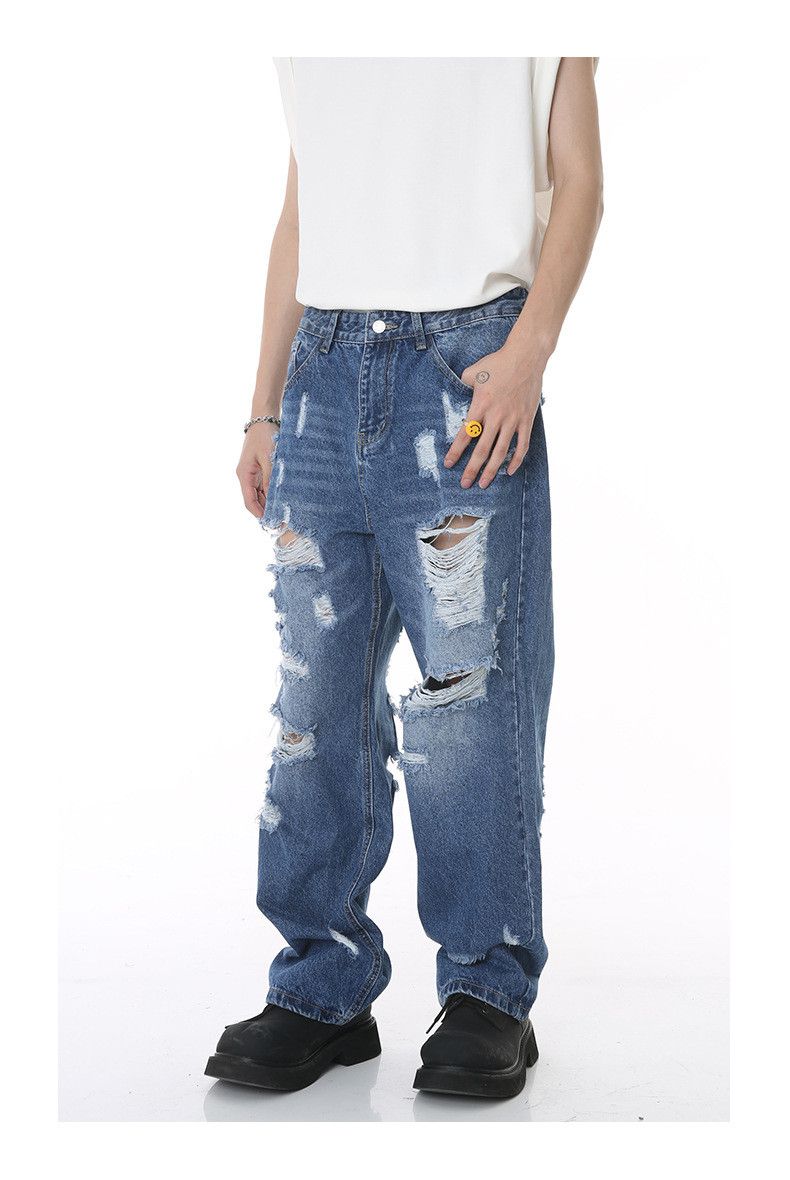 Japanese Brand × Jean Japanese loose hip-hop ripped beggar high street jeans Size US 34 / EU 50 - 2 Thumbnail