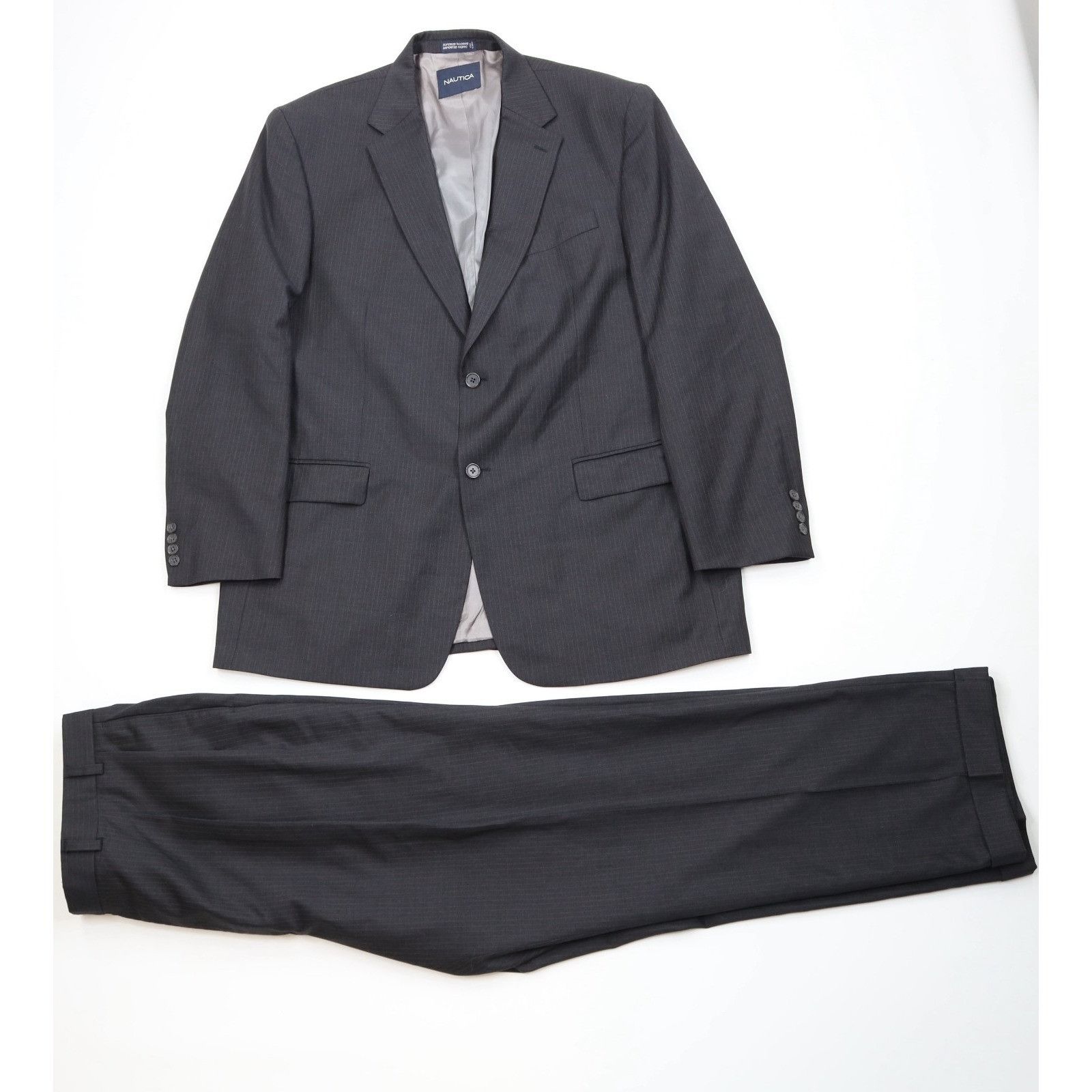 Nautica Vintage Nautica Wool Pinstriped 2 Piece Suit Wedding Size 46L - 1 Thumbnail