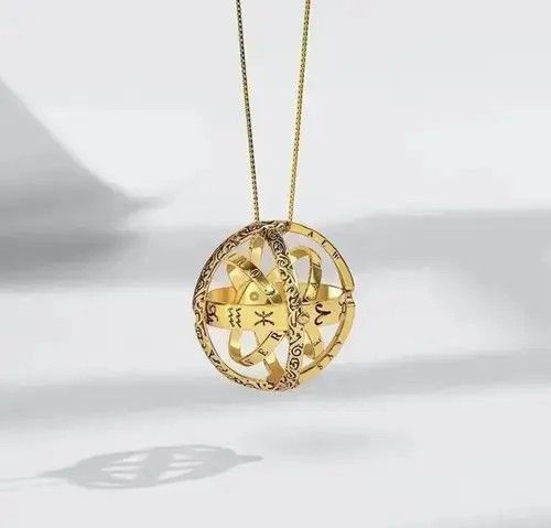 Italian Designers x Jewelry Gold Color Astronomical Ball Pendant Necklace, Men's