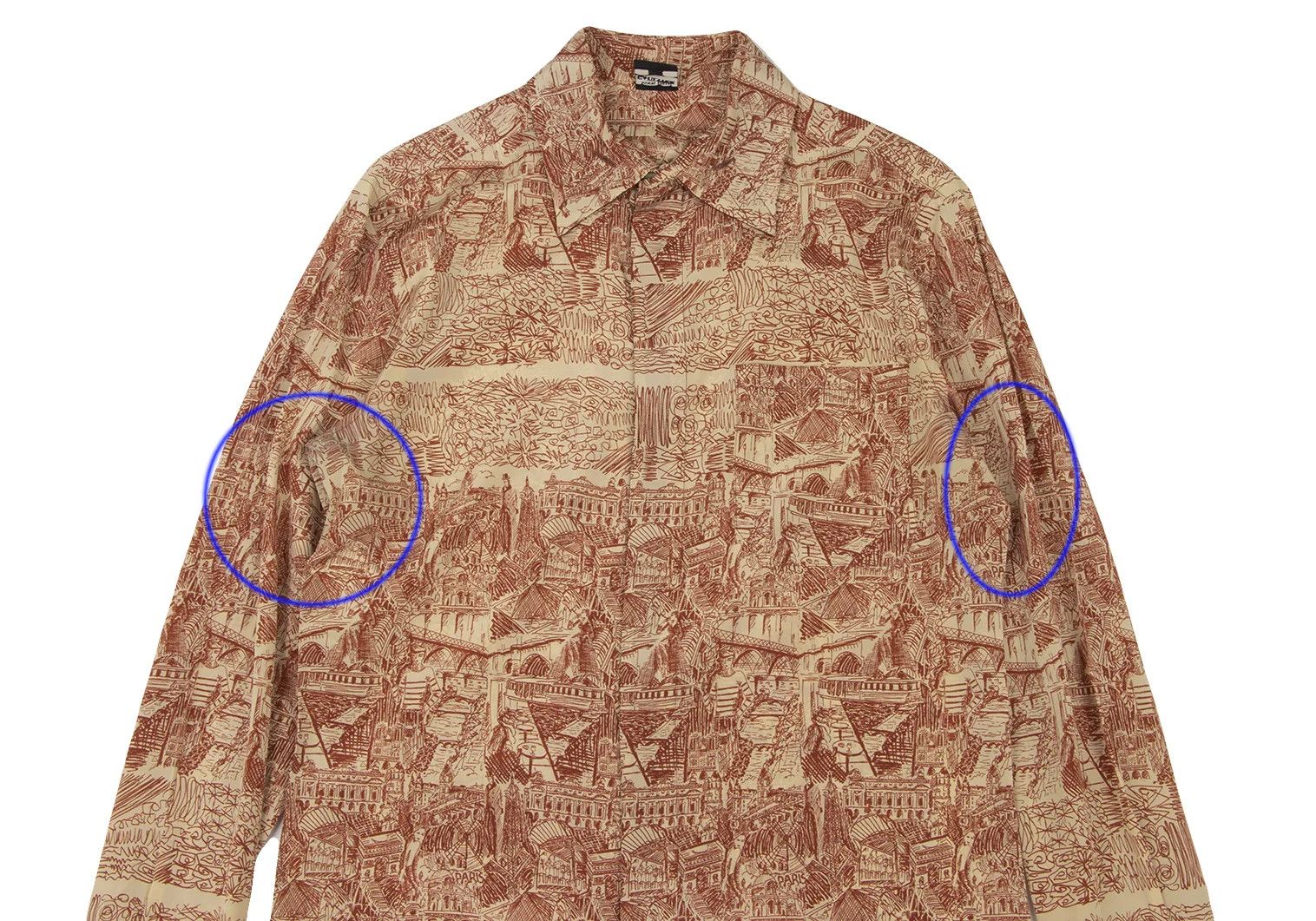 Jean Paul Gaultier Silk Drawing Print Shirt in Beige Red, Size 48 Size US M / EU 48-50 / 2 - 2 Thumbnail