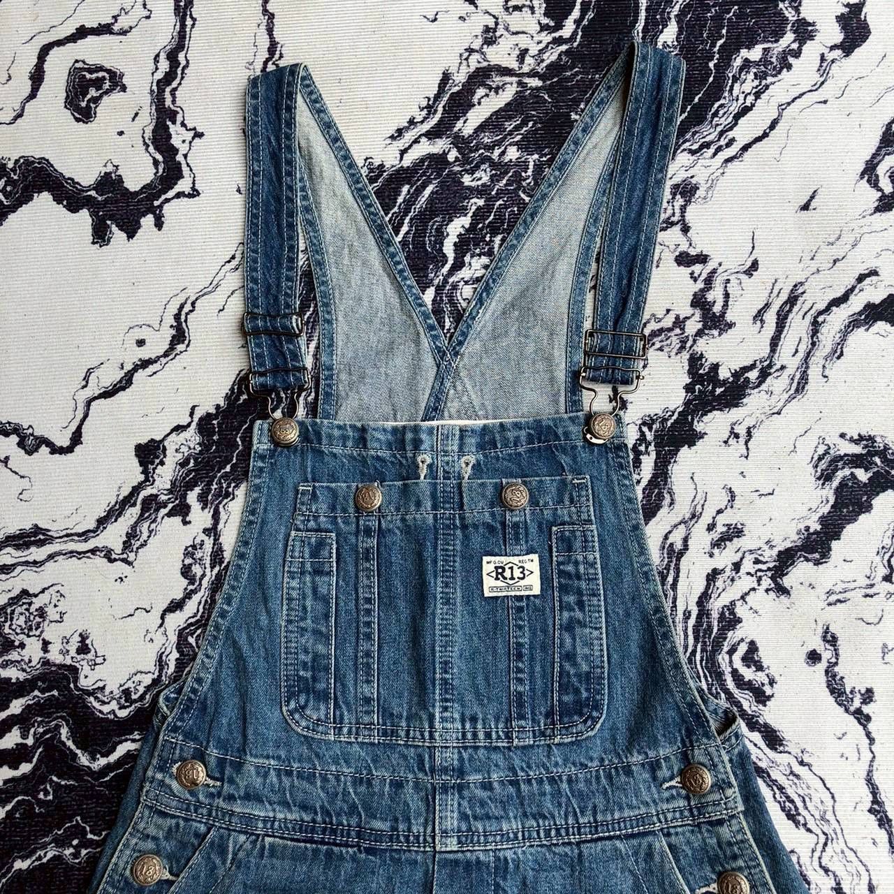 R13 R13 Distressed Denim Shorts Overalls Size 30" / US 8 / IT 44 - 2 Thumbnail