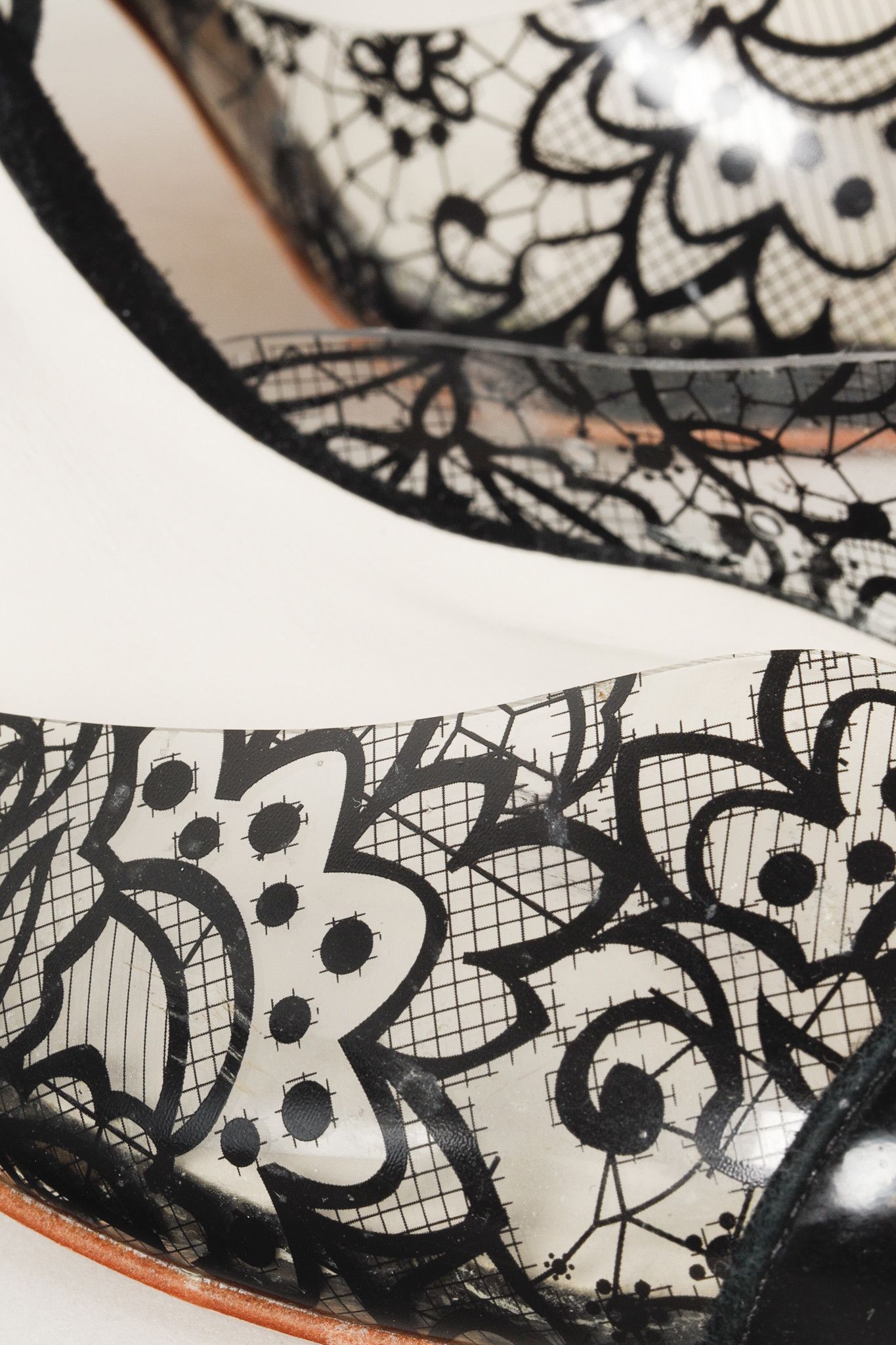 Sophia Webster Sophia Webster Black Patent Printed Lace Detail Stilettos Size US 6 / IT 36 - 7 Thumbnail