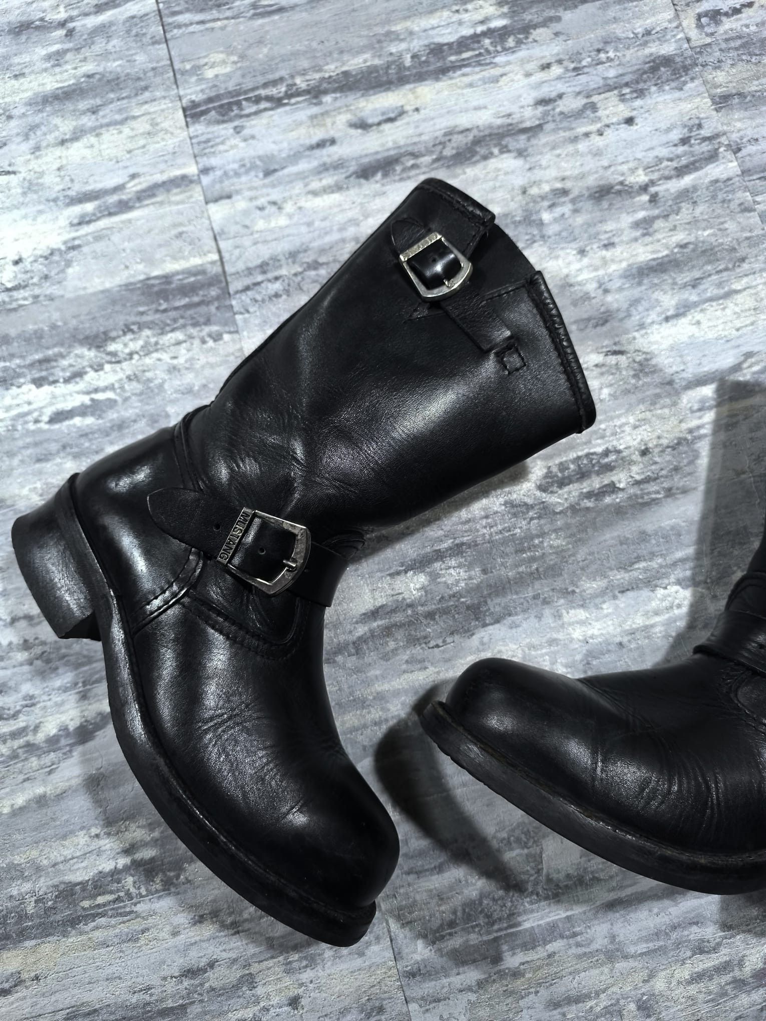 Other Vintage Black Leather Harness Moto Girl Steel Toe Boots Size US 7.5 / IT 37.5 - 4 Thumbnail