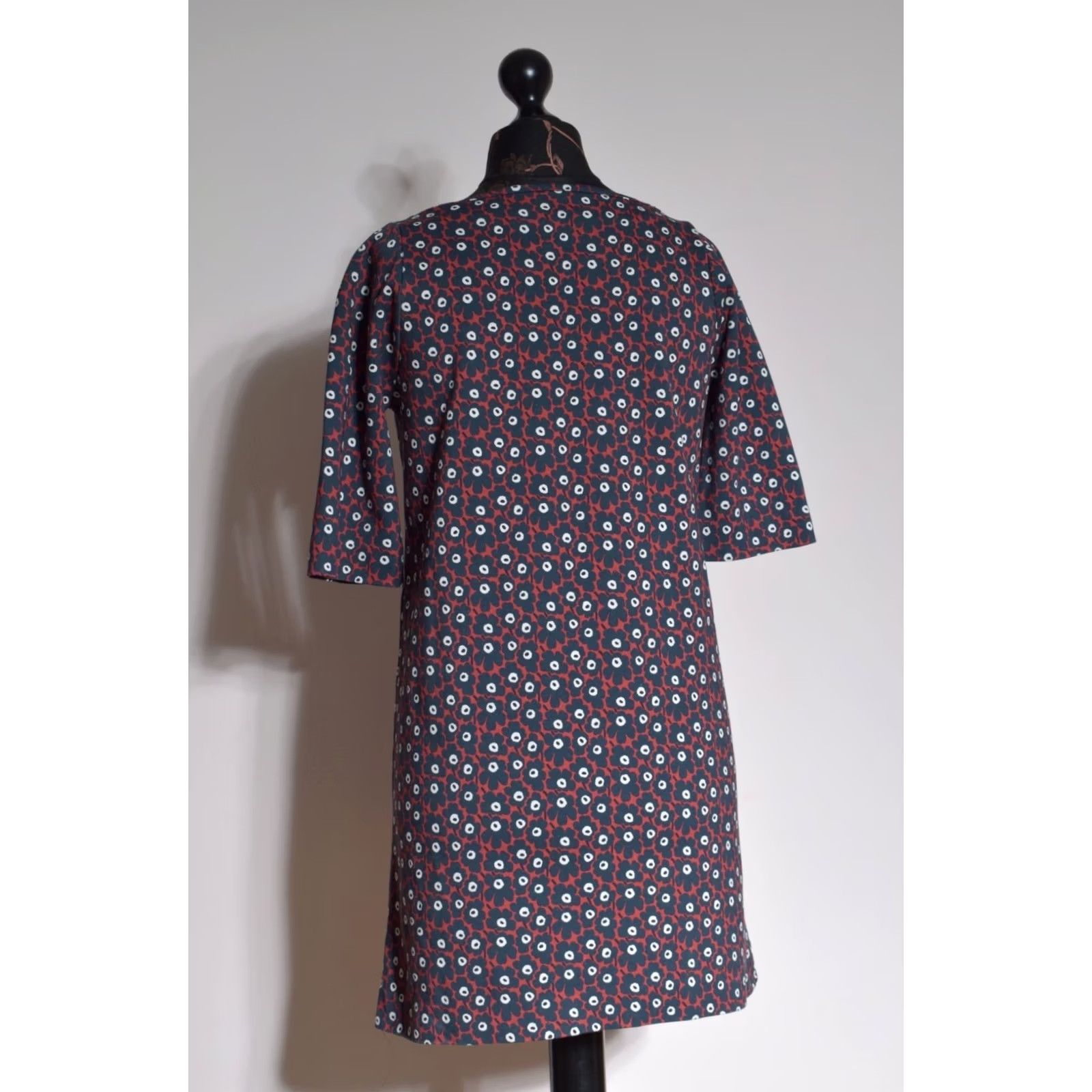 Marimekko Marimekko Floral Print Shift Dress Blue Womens M - Knee Length, Round Neck, Cotton, Floral Pattern, Casual, Summer/Spring, Regular Size Size M / US 6-8 / IT 42-44 - 5 Thumbnail