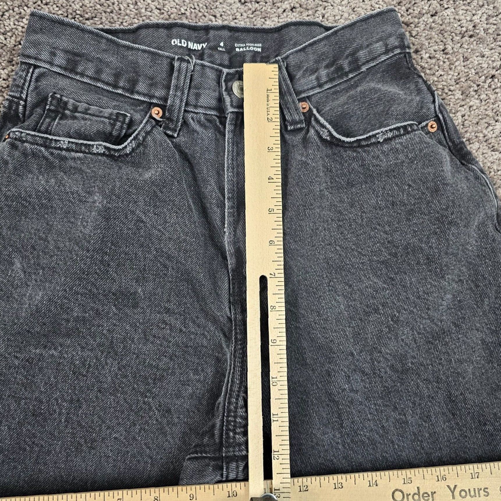 Old Navy VINTAGE Old Navy Women's Wide-Leg Jeans 4 Tall Black High Rise Denim Cotton 28" Inseam Size 25" / US 0 / IT 36 - 4 Thumbnail