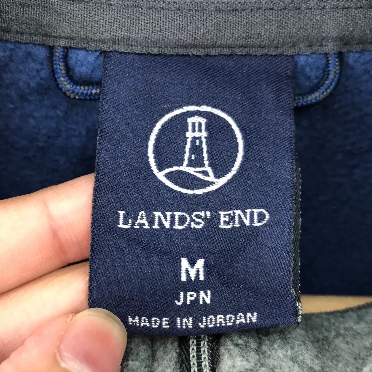 Lands' End Vtg LANDS’ END Minimalist Blue Indigo Outdoor Fleece Sweater Size M / US 6-8 / IT 42-44 - 7 Thumbnail