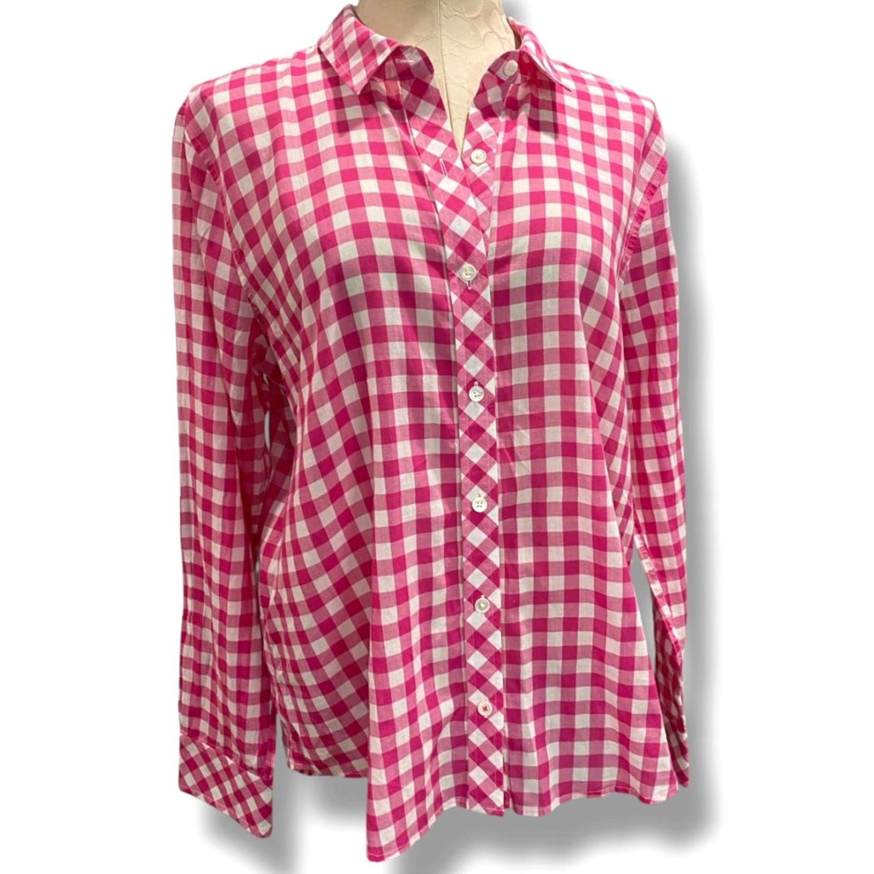 Vineyard Vines Vineyard Vines Button-Up Shirt Womens Gingham Pink White Size 12 Relaxed Fit Women Size XL / US 12-14 / IT 48-50 - 2 Thumbnail