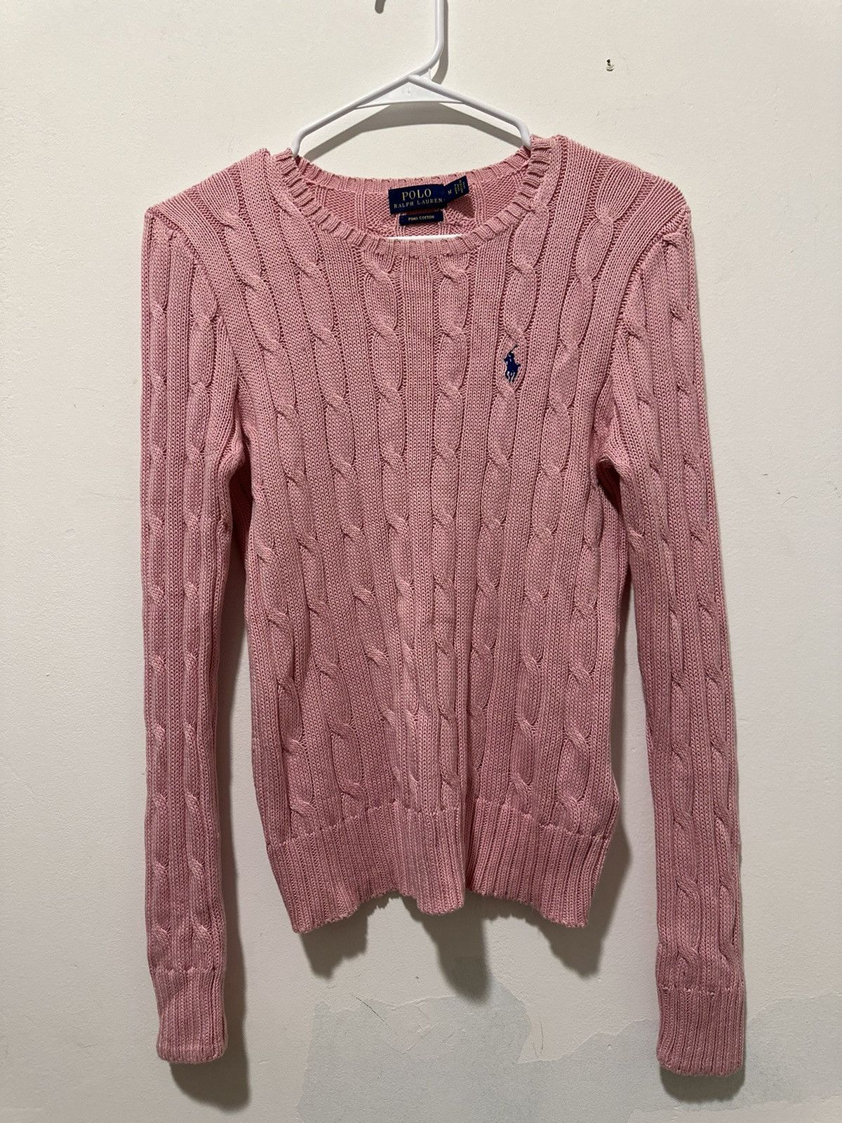 Polo Ralph Lauren Polo Ralph Lauren pink cable knit sweater Size M / US 6-8 / IT 42-44 - 1 Thumbnail