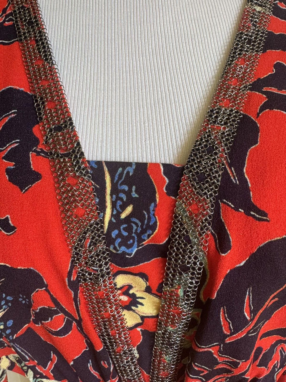 Etro ETRO Red Floral Draped Midi Dress 10/48 Size XL / US 12-14 / IT 48-50 - 4 Thumbnail