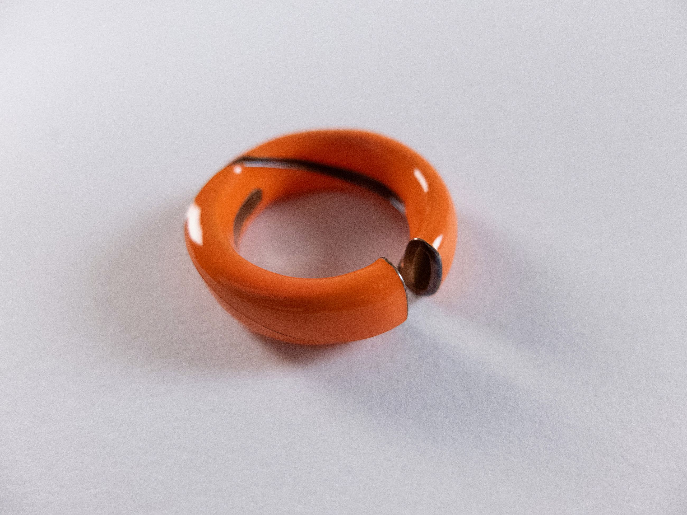 Bottega Veneta BOTTEGA VENETA Fold orange ring enamel & silver ring 19 q Size ONE SIZE - 5 Thumbnail