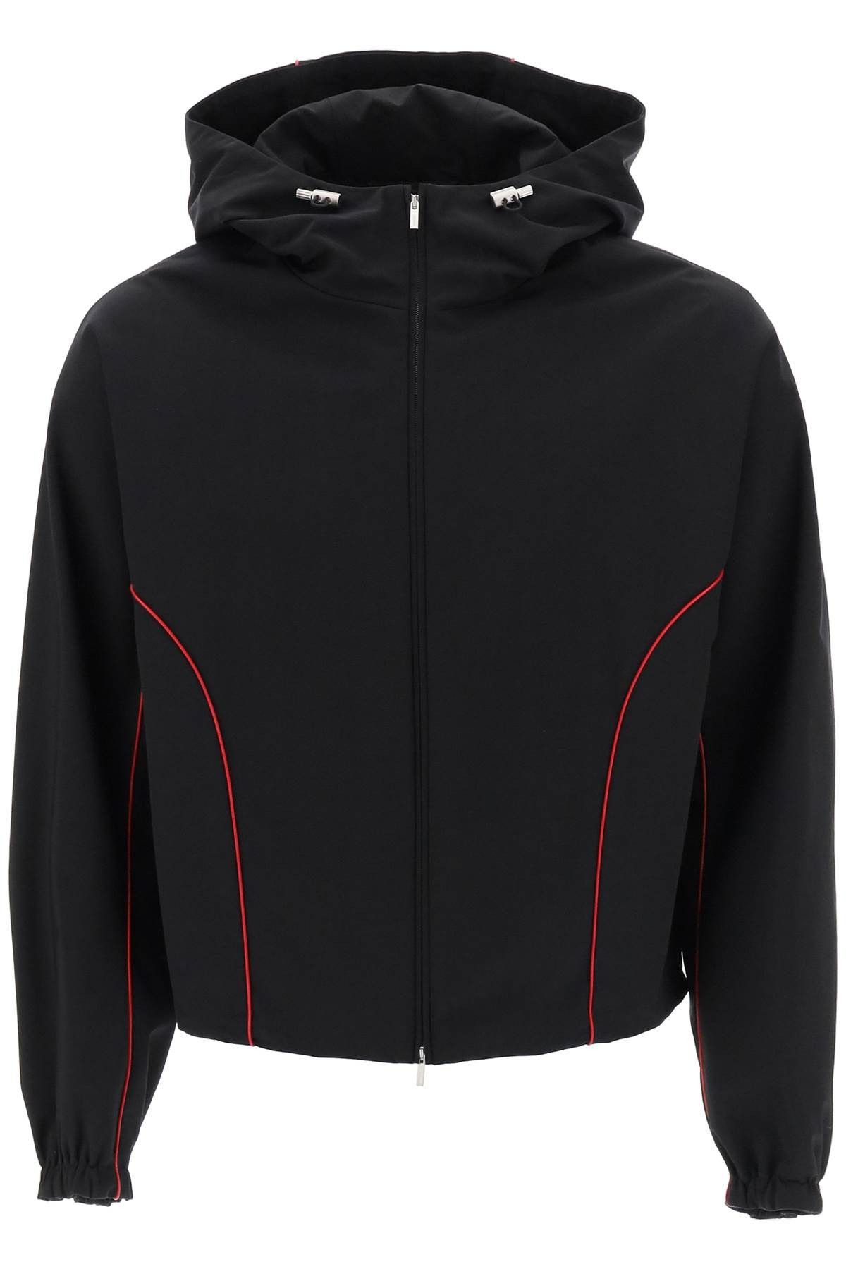 image of Salvatore Ferragamo Ferragamo Blouson Jacket With Contrast Piping in Nero, Men's (Size Large)