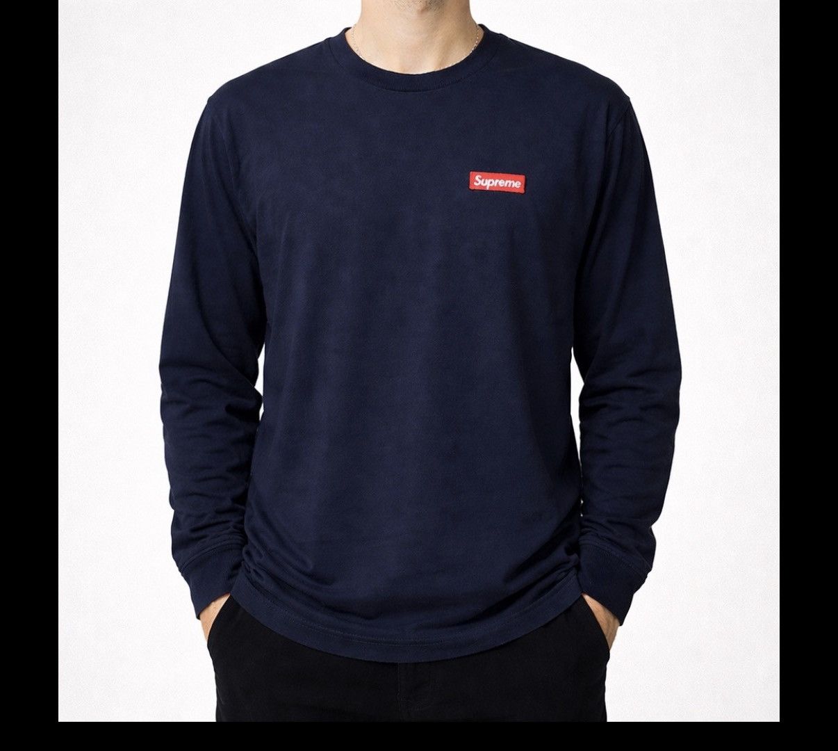 Supreme Supreme Small Box Logo Long Sleeve Tee Navy Blue XL Size US XL / EU 56 / 4 - 1 Thumbnail