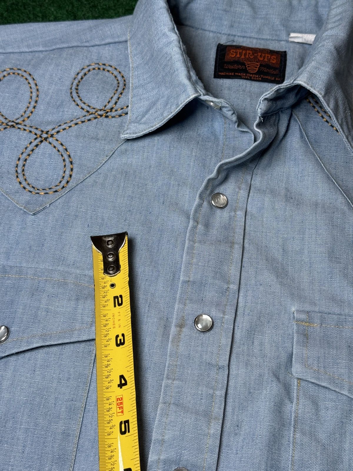 Vintage × Wrangler Vtg 90s Stir Ups Western Pearl Snap Button Cowboy Shirt Size US L / EU 52-54 / 3 - 7 Thumbnail