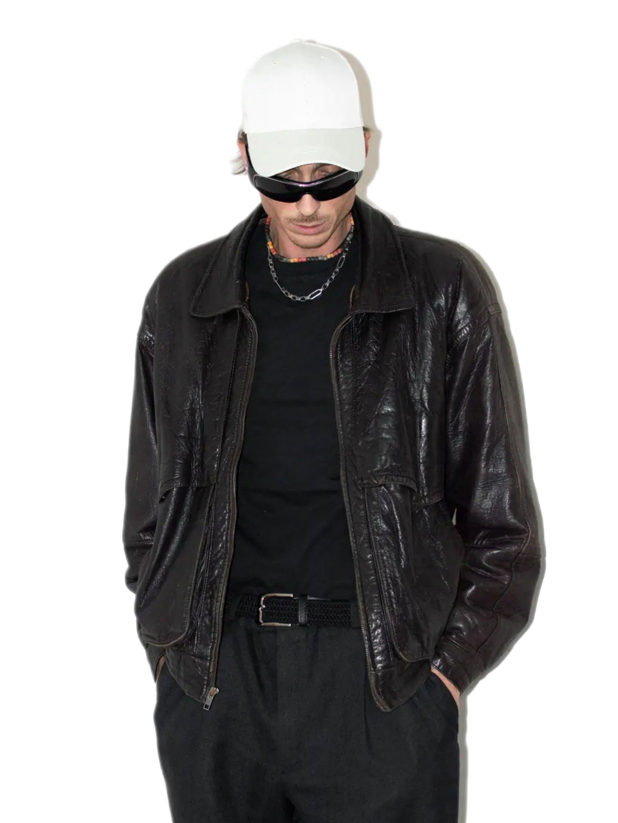 Designer × Vintage Vintage Brown box cut leather bomber jacket Size US XL / EU 56 / 4 - 2 Thumbnail