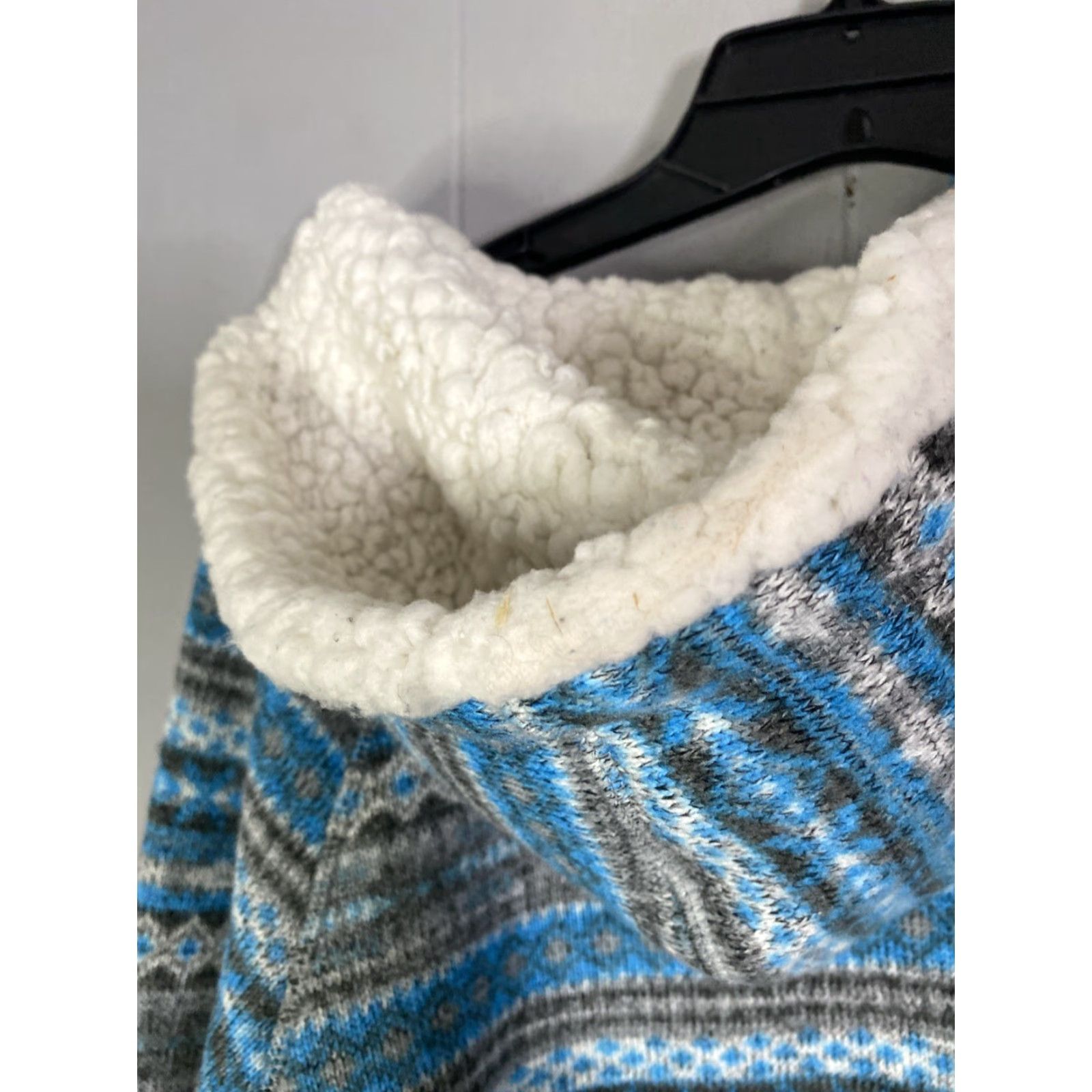 Vintage Koppen Sweater Womens XL Blue White Aztec Pattern Hoodie Pockets Sherpa 23x27 Size XL / US 12-14 / IT 48-50 - 4 Thumbnail