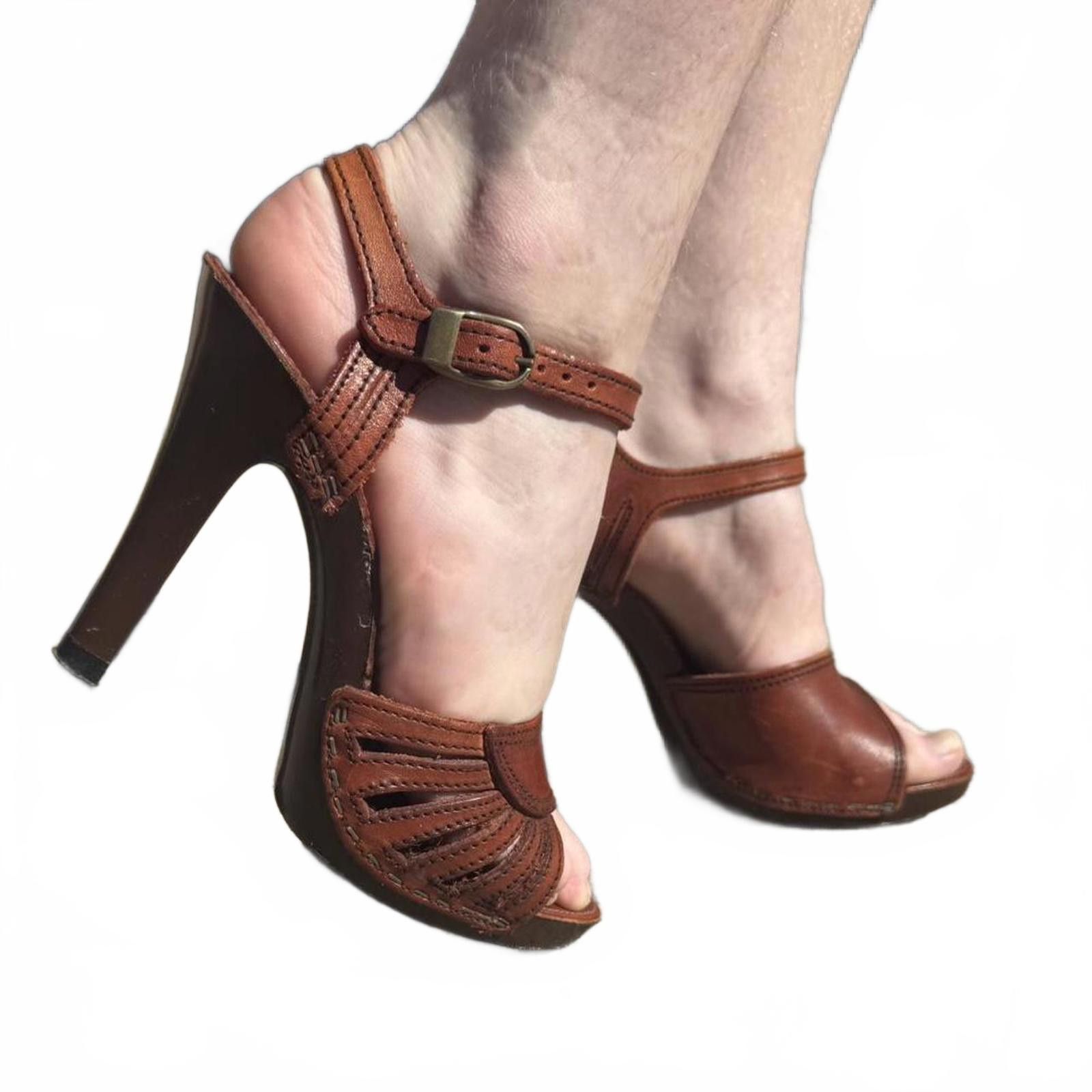 Other 70s Leather Platform Heels Slingback Peep Toe –Italy Size US 6 / IT 36 - 6 Thumbnail