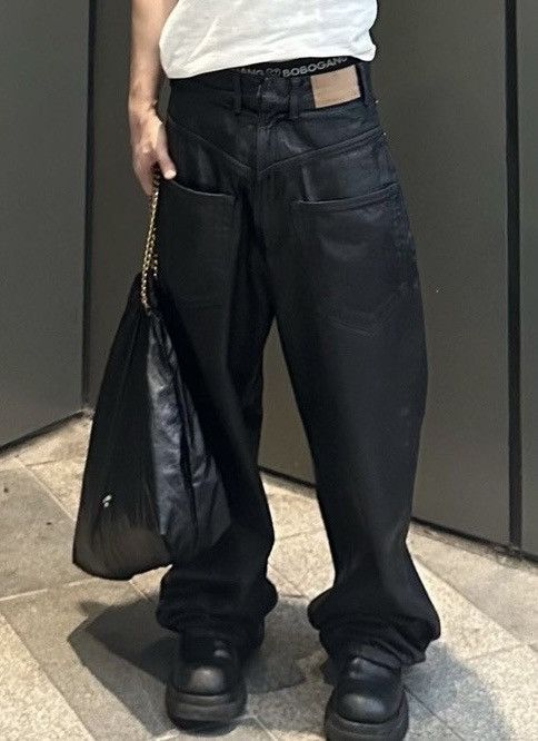Japanese Brand × Vintage Avant garde reverse front washed waxed baggy jeans pants Size US 28 / EU 44 - 1 Thumbnail