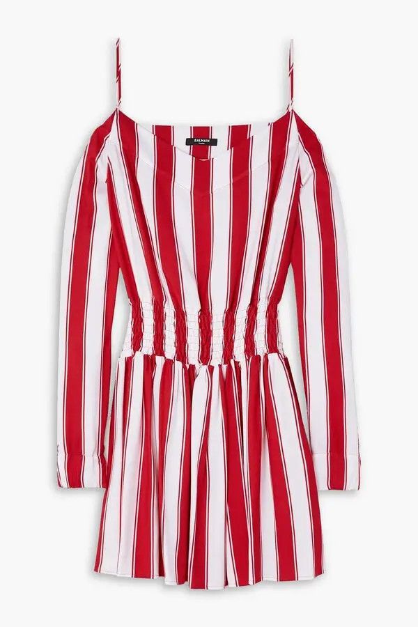 Balmain o1y0525 Mini Dress in Red/White Size M / US 6-8 / IT 42-44 - 1 Thumbnail