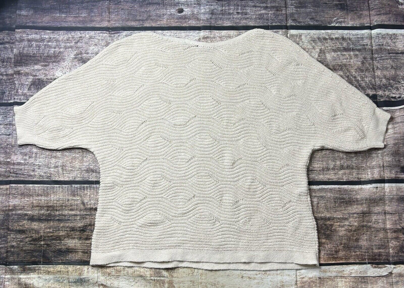 Other J Jill Sweater Women's XL Chunky Knit 3/4 Sleeve Wavy Cotton Size XL / US 12-14 / IT 48-50 - 3 Thumbnail
