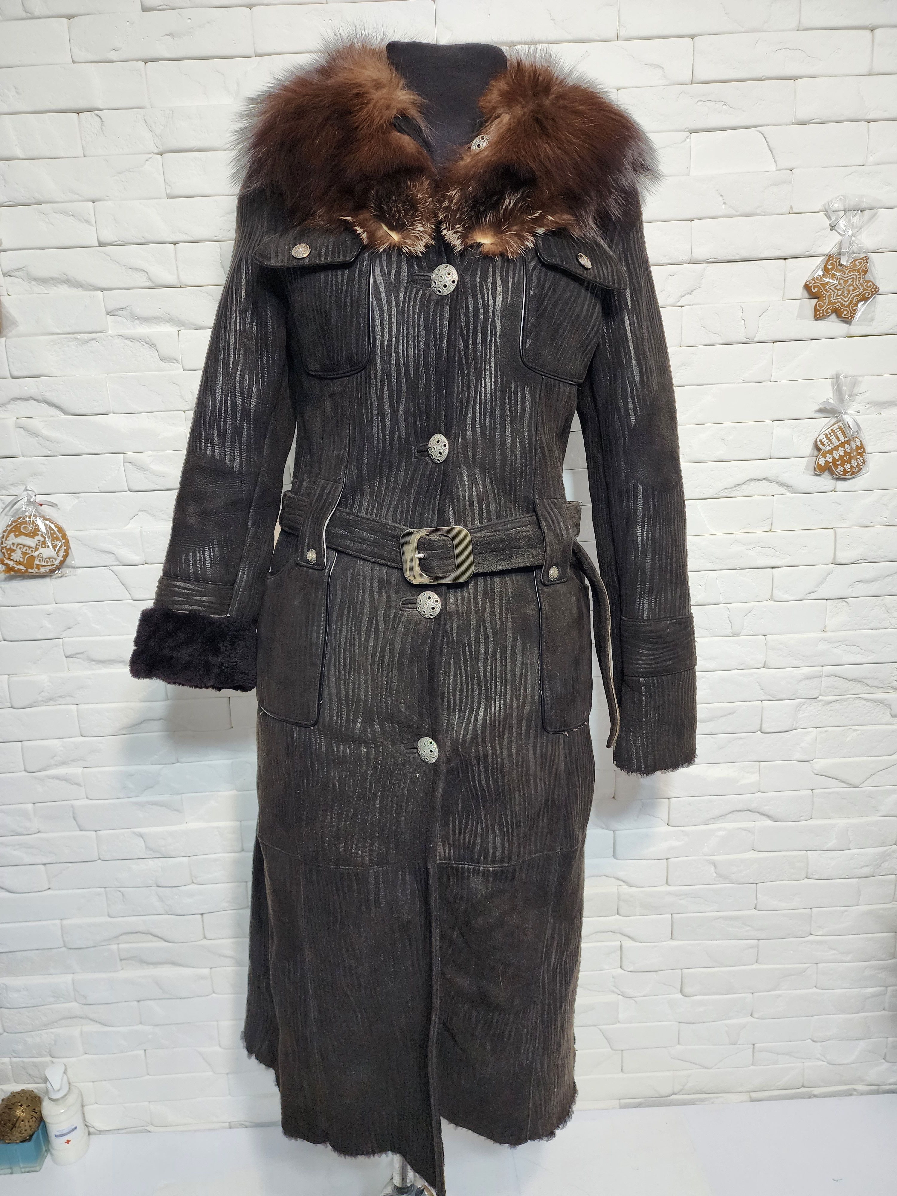 Furla Brown Sheepskin Coat with Fluffy Collar Size S / US 4 / IT 40 - 1 Thumbnail