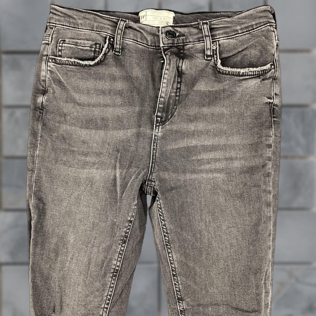 Free People Free People Jeans Womens 28 Gray Distressed Ripped Knee Skinny Stretch Denim Jeans Size 28" / US 6 / IT 42 - 1 Thumbnail