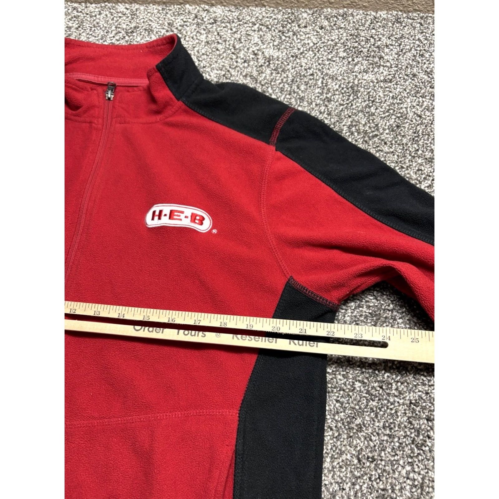 Vintage H-E-B Employee Fleece Jacket Red Full Zip Ukrop's Threads Large L Mens Shirt Jacket Size US L / EU 52-54 / 3 - 6 Thumbnail
