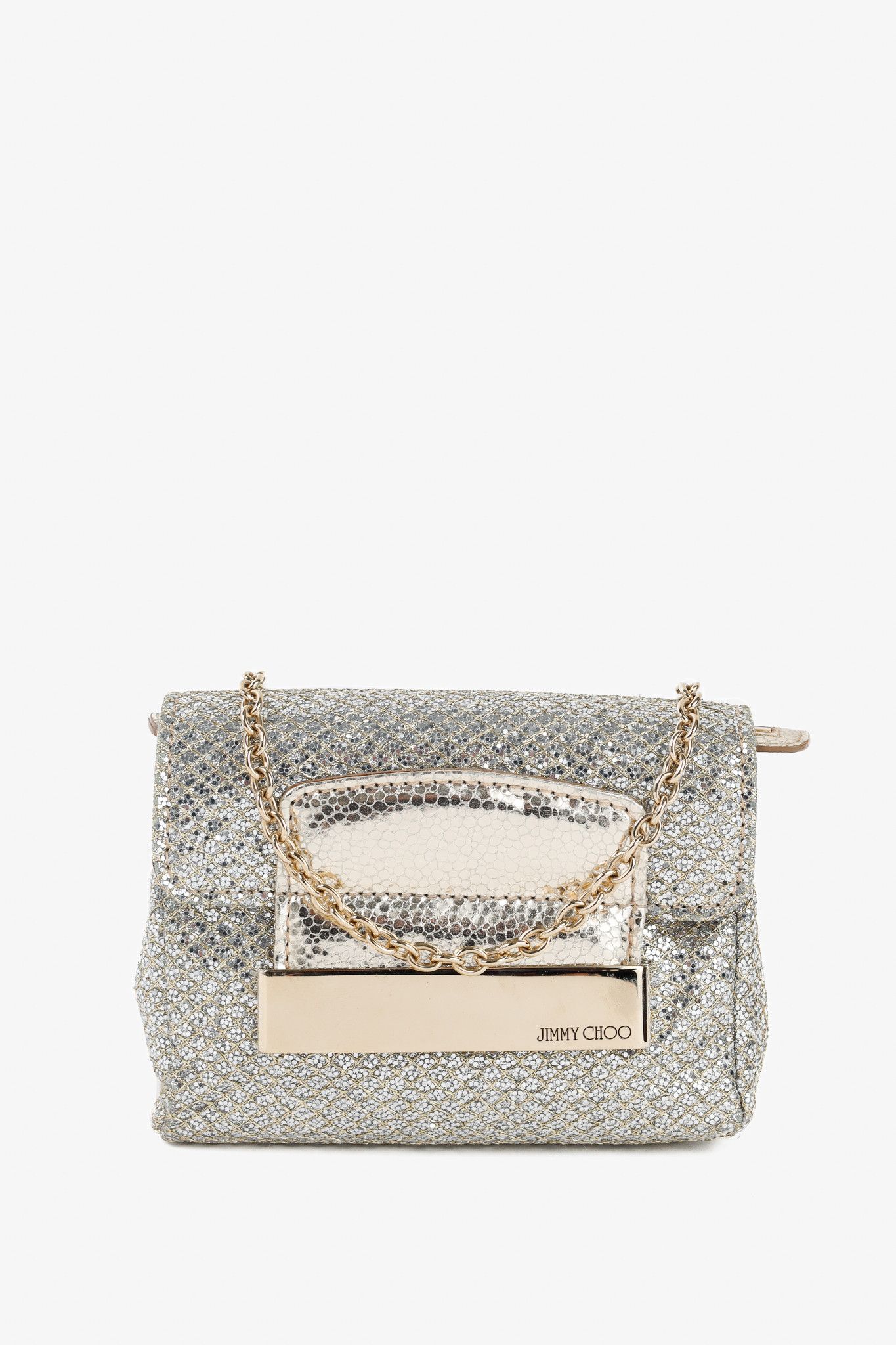 Jimmy Choo Jimmy Choo Caro Champagne Glitter Fabric Clutch Size ONE SIZE - 1 Thumbnail