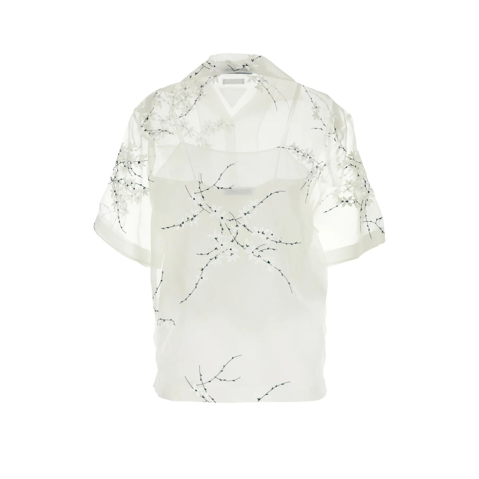 Prada PRADA White Silk Blend See-Through Shirt New & Authentic (Wo Size XS / US 0-2 / IT 36-38 - 2 Thumbnail