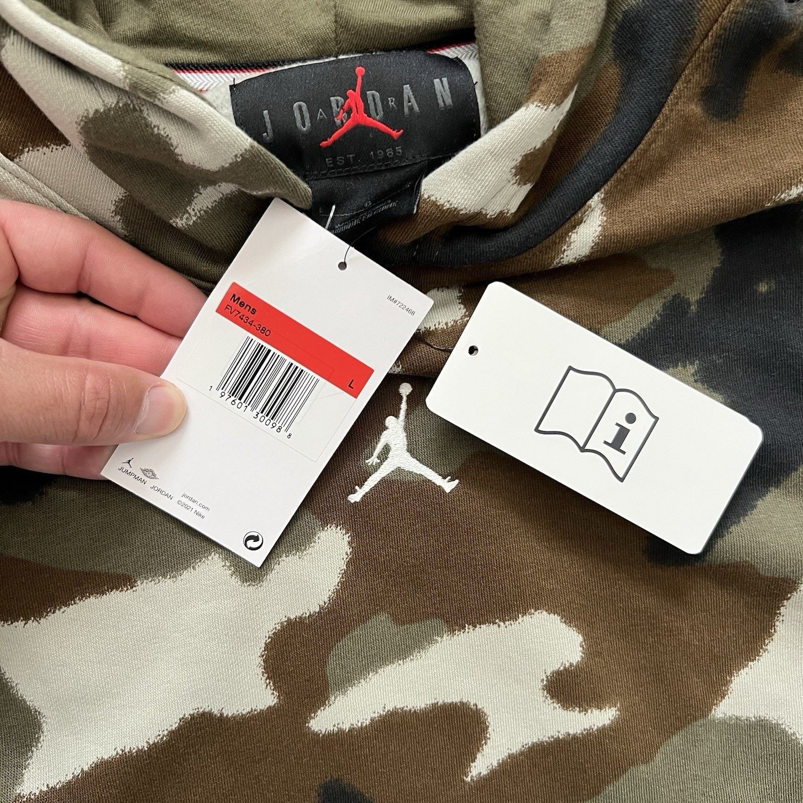 Jordan Brand Nike Air Jordan MVP Camo Hoodie Large Fleece Sweatshirt Size US L / EU 52-54 / 3 - 9 Thumbnail