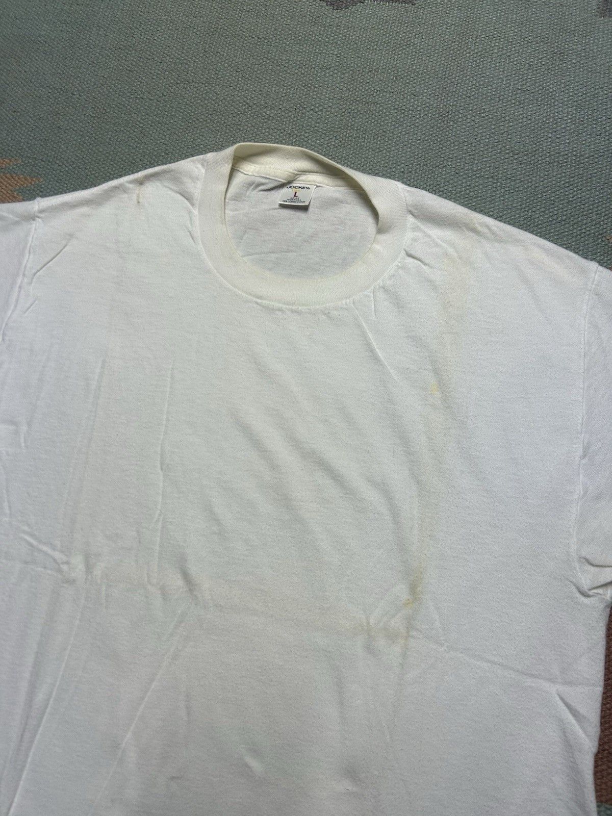 Vintage VTG blank white t shirt jockey cotton single stitch USA L Size US L / EU 52-54 / 3 - 2 Thumbnail