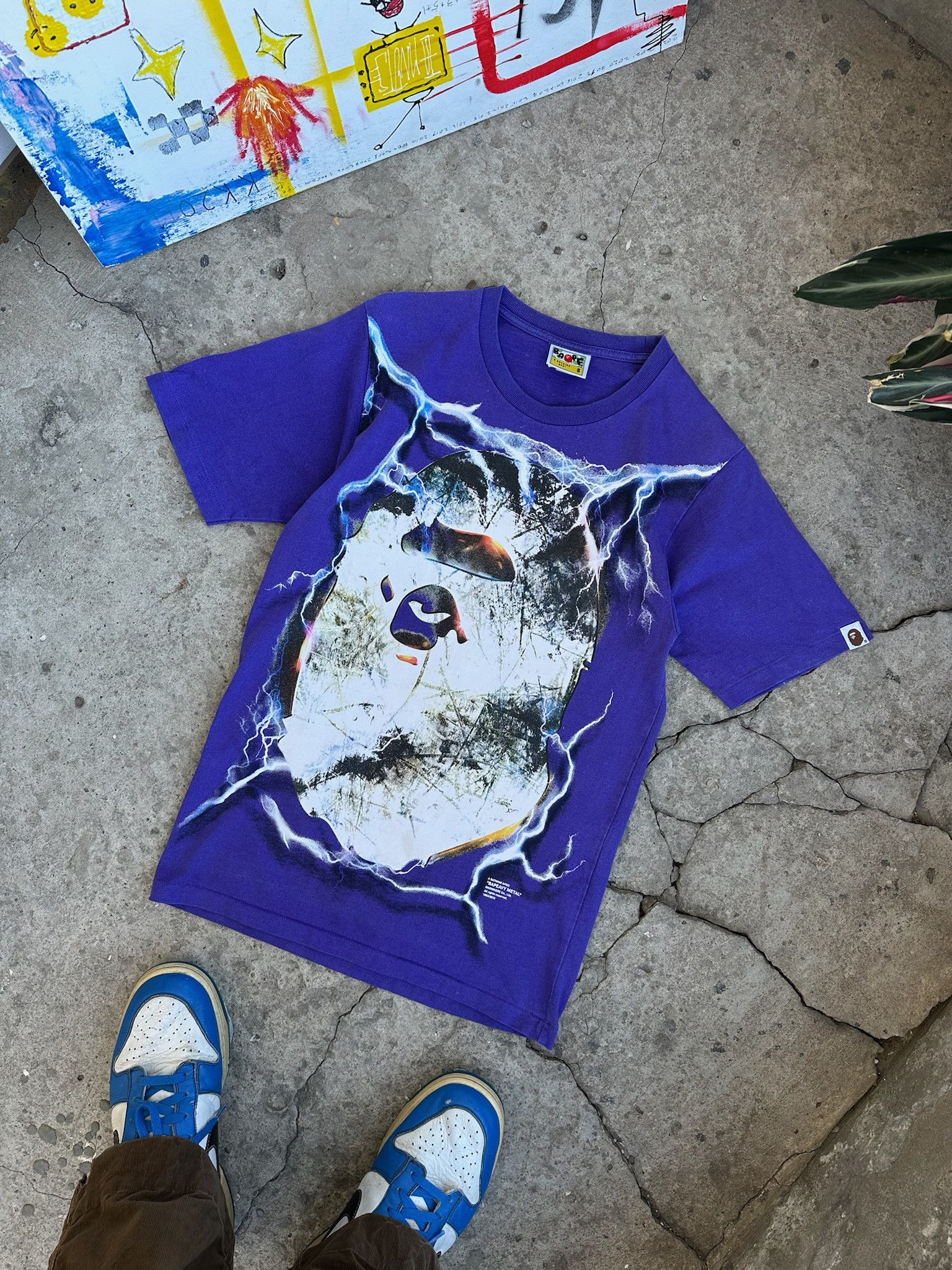 Bape purple lighting college tee Bapeavy Metal tShirt