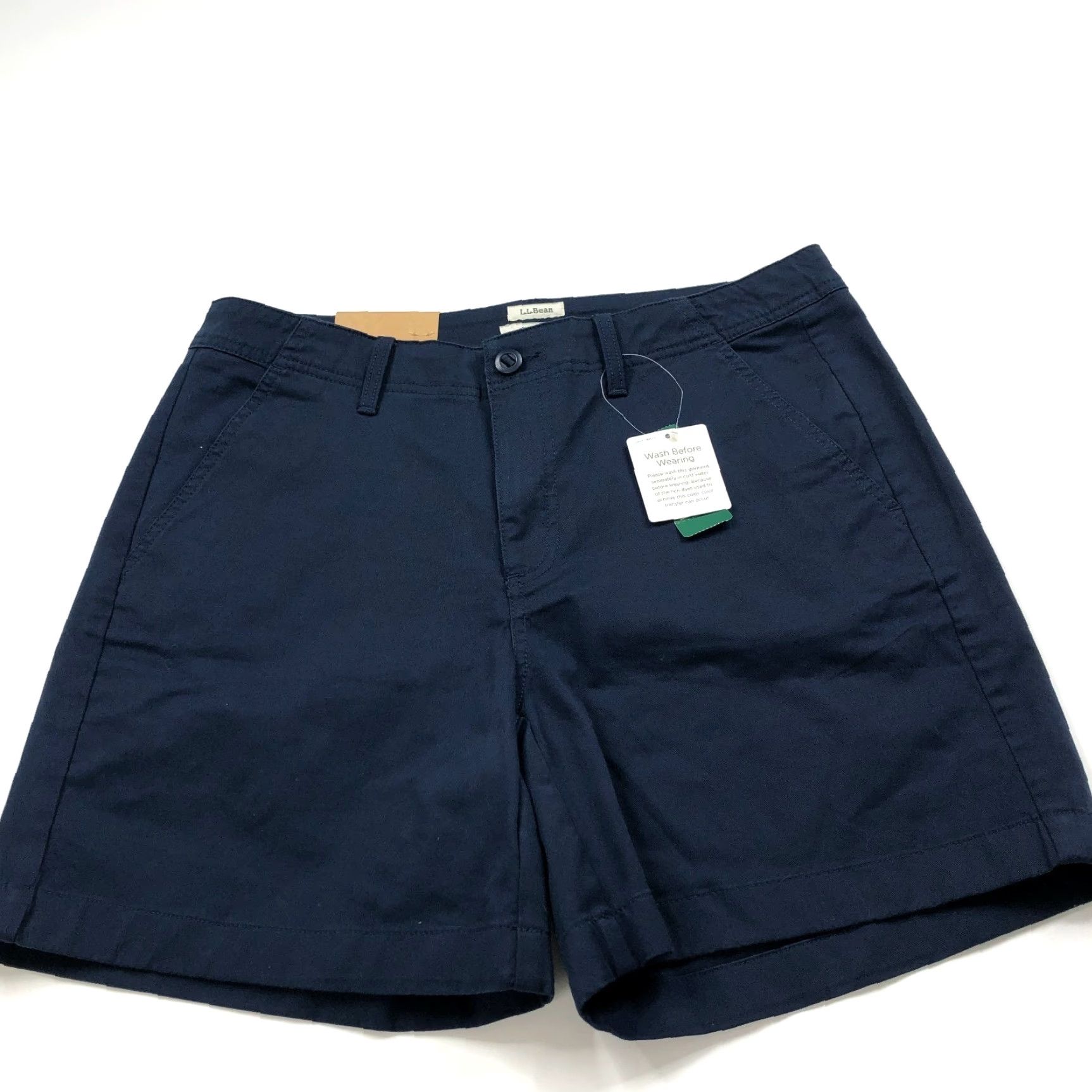 Vintage L.L. Bean Favorite Fit Chino Shorts Blue 12 Regular Mid Rise 5" Cotton Spandex Zip Pocket Flat Front Womens Size 34" / US 12 / IT 48 - 3 Thumbnail