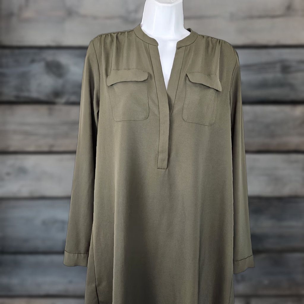 Loft Ann Taylor LOFT Womens Dress Sz Small Solid Green Long Sleeve Size S / US 4 / IT 40 - 1 Thumbnail